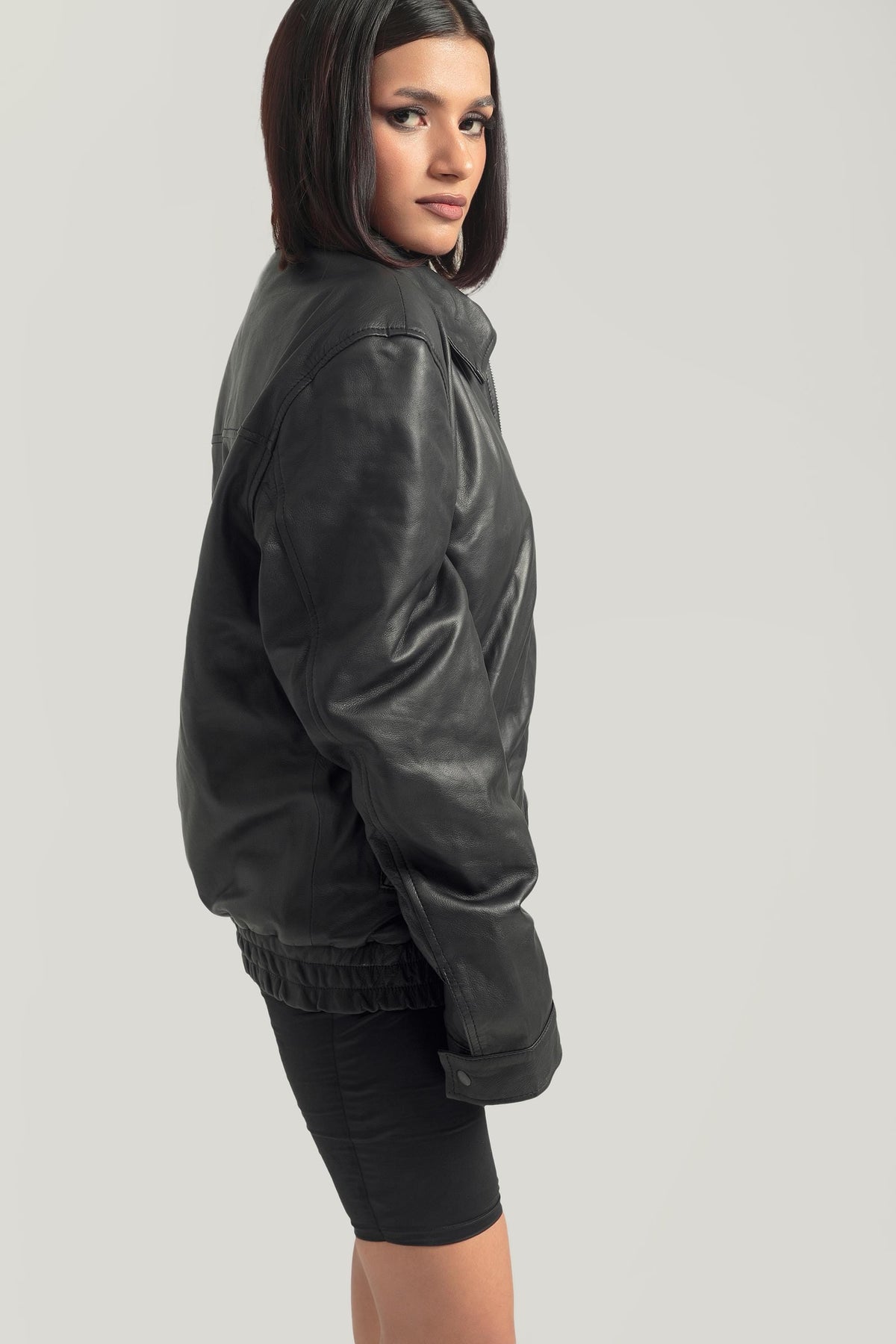 Women's Oversized Retro Biker Jacket
