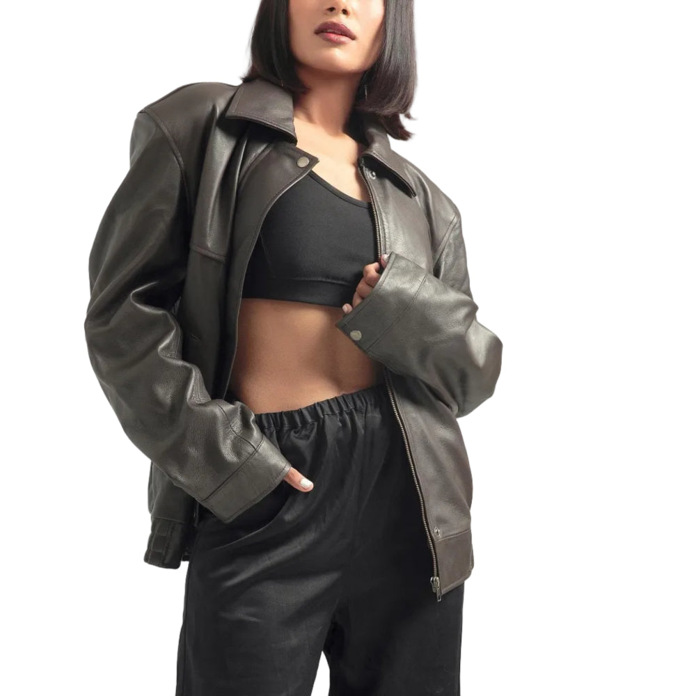 Women's Oversized Retro Bomber Jacket