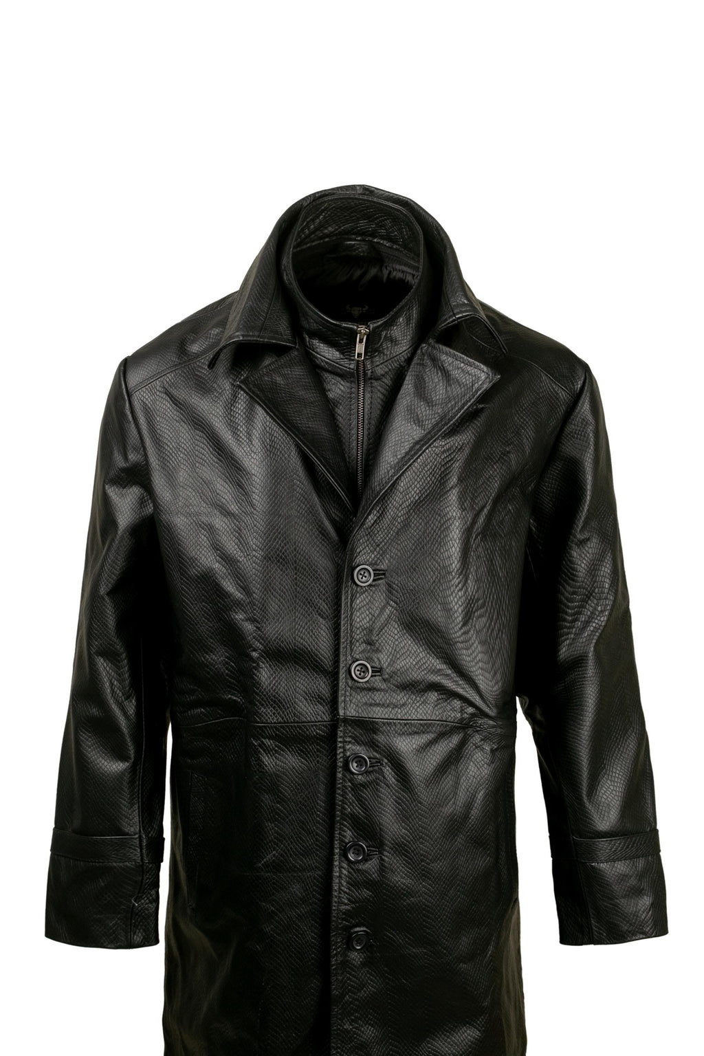 High Collar Leather Trench Coat