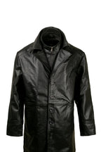 High Collar Leather Trench Coat