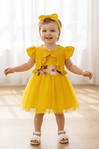 Infant Summer Floral Vest Mesh Dress Jacket Set with Hair Accessories - Pendo Store