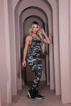 Scrunch Back Camouflage Jumpsuit