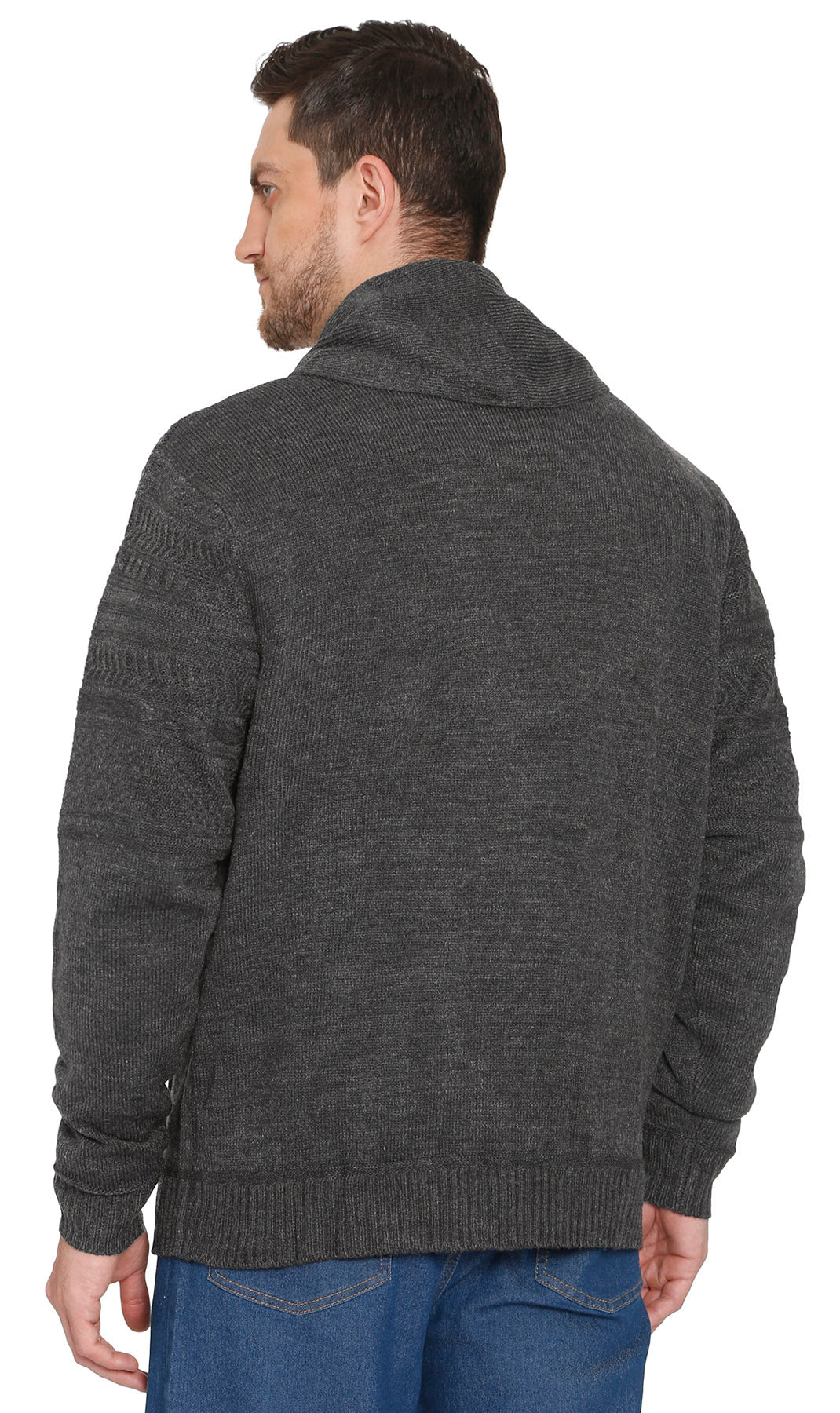 Jacquard Knit Shawl Collar Cardigan - Pendo Store
