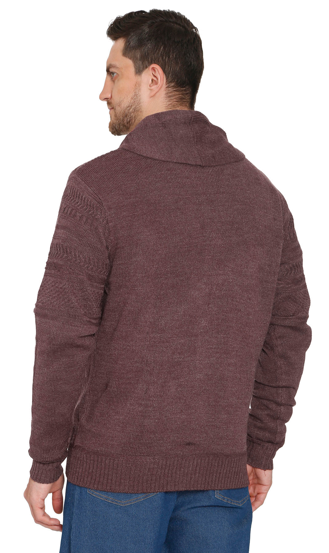 Jacquard Knit Shawl Collar Cardigan - Pendo Store