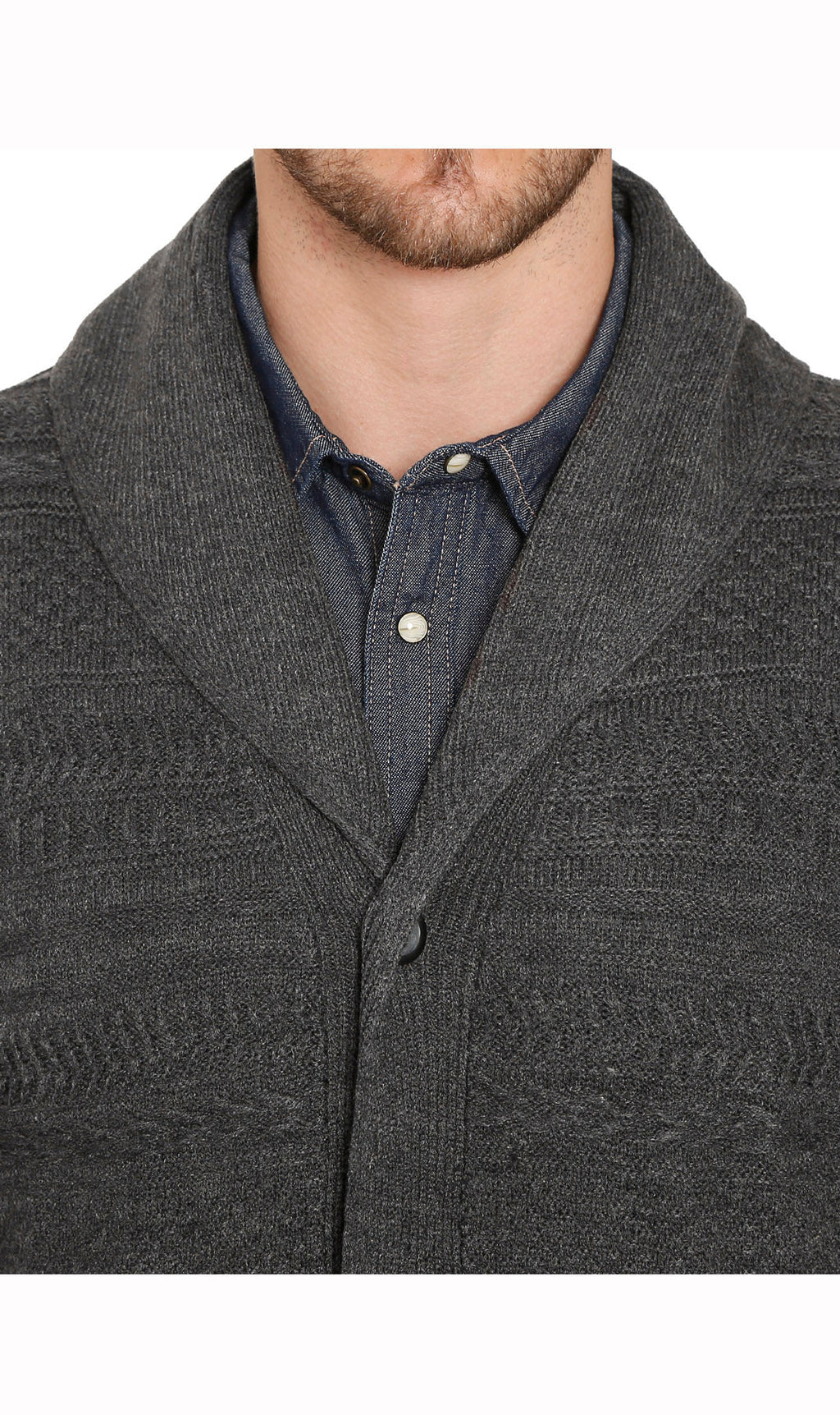 Jacquard Knit Shawl Collar Cardigan - Pendo Store