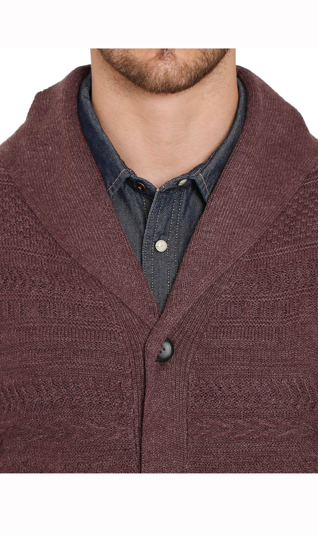 Jacquard Knit Shawl Collar Cardigan - Pendo Store