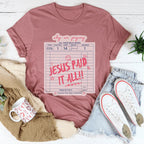 Minimalist Gospel Faith Tee – "Jesus Paid All" Christian Graphic Shirt