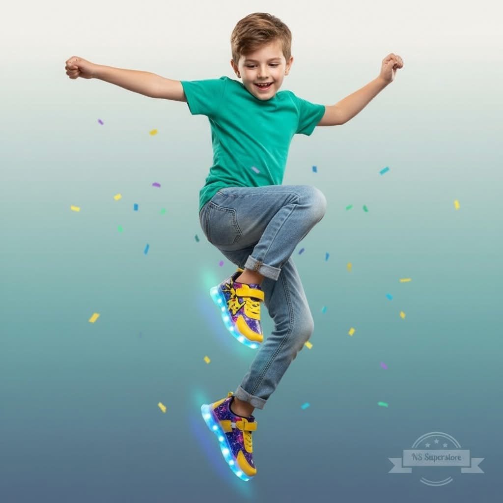 Kid’s Casual Shoes Boys Rechargeable Cartoon PU Leather Spring Fashion Flat Bottom Anti-slip Sneakers Yellow Size 25-36 - Pendo Store