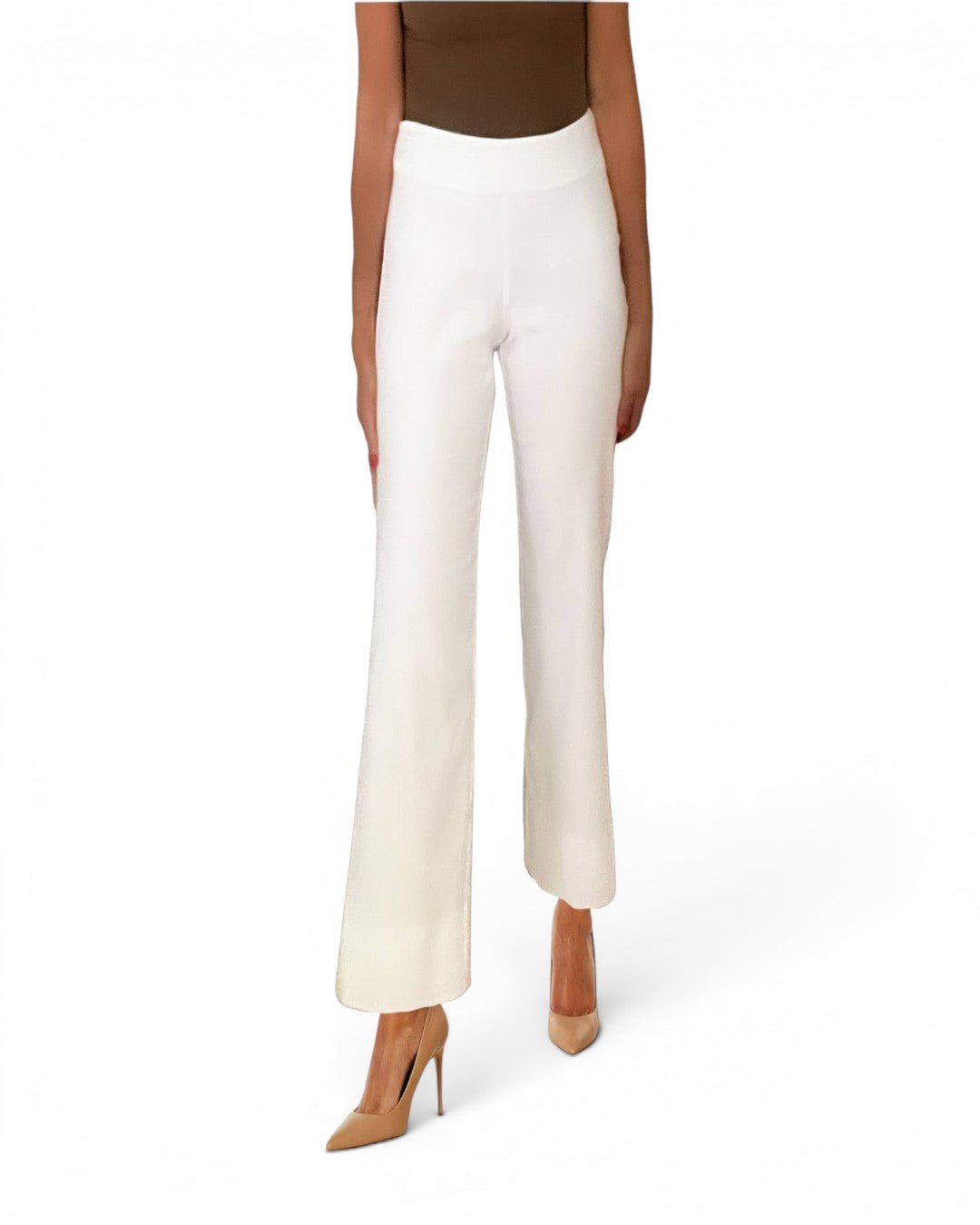 Krazy Larry P600 Pull on Wide Ankle Pant - White - Pendo Store