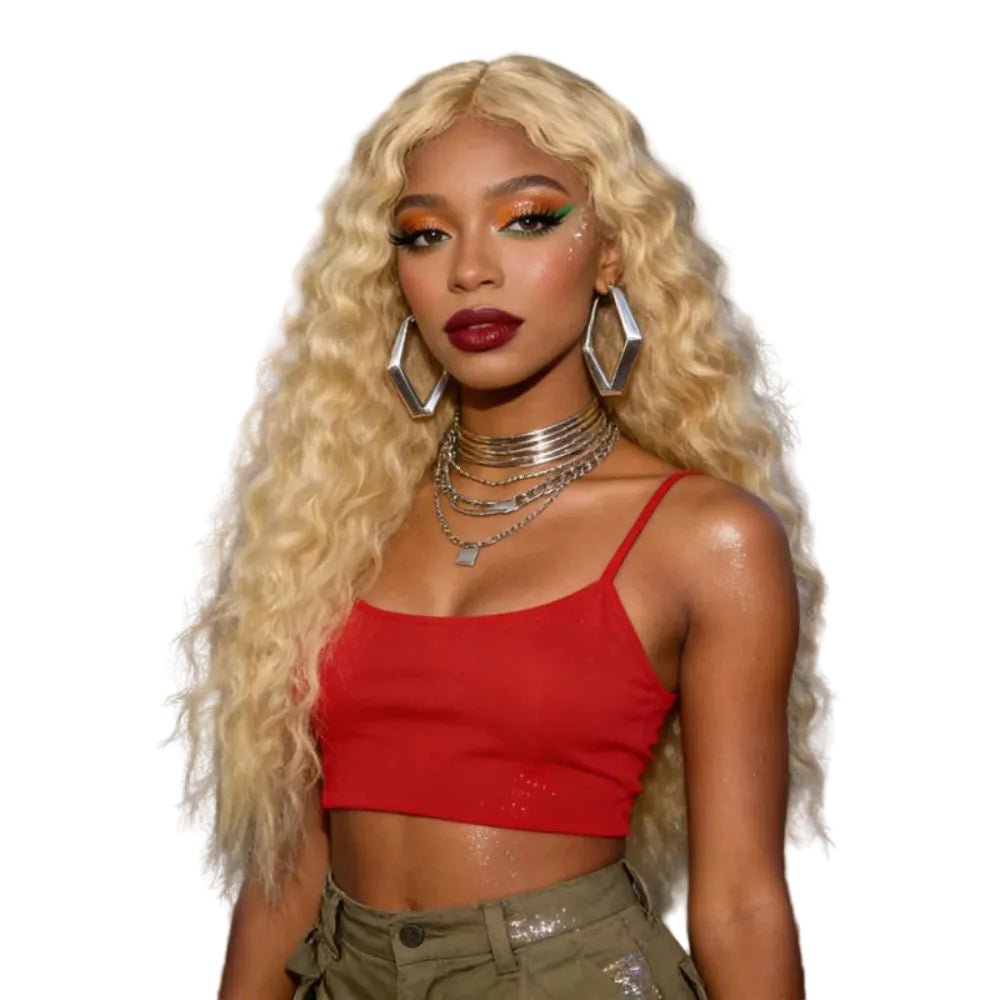 Long Blonde Curly Synthetic Wig - Pendo Store