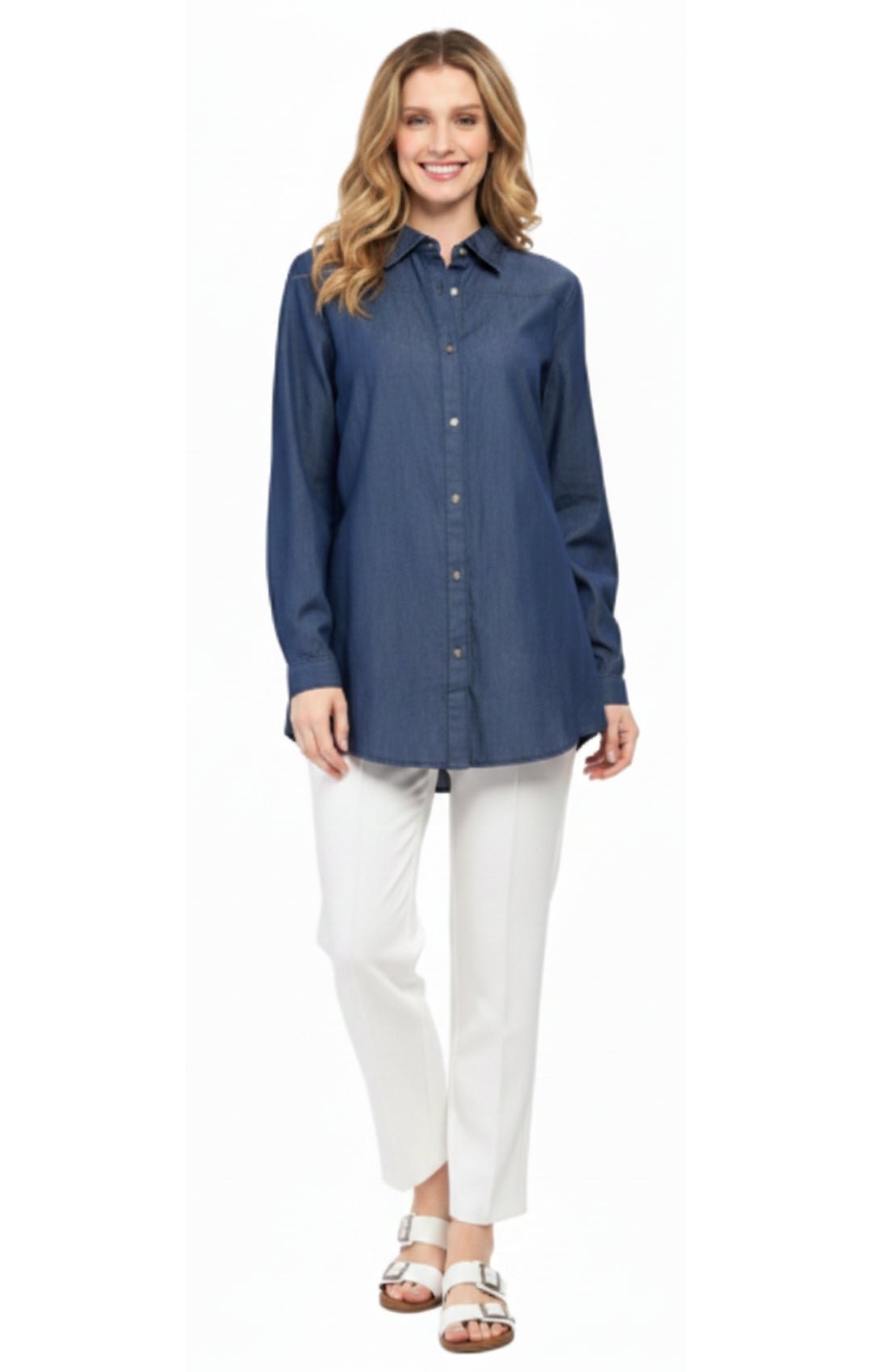Long Sleeve Denim Tunic Top - Pendo Store