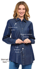 Long Sleeve Denim Tunic Top - Pendo Store