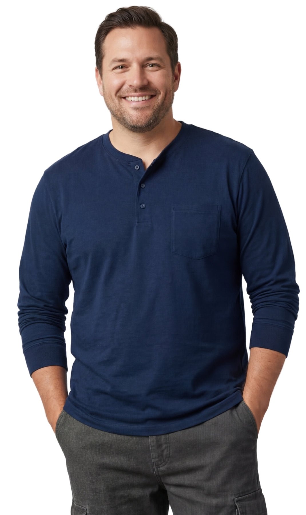 Long Sleeve Henley Pocket Shirt - Pendo Store
