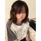 Loose Fit Cartoon Print T-Shirt Harajuku