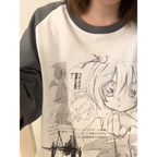 Loose Fit Cartoon Print T-Shirt Harajuku