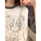 Loose Fit Cartoon Print T-Shirt Harajuku