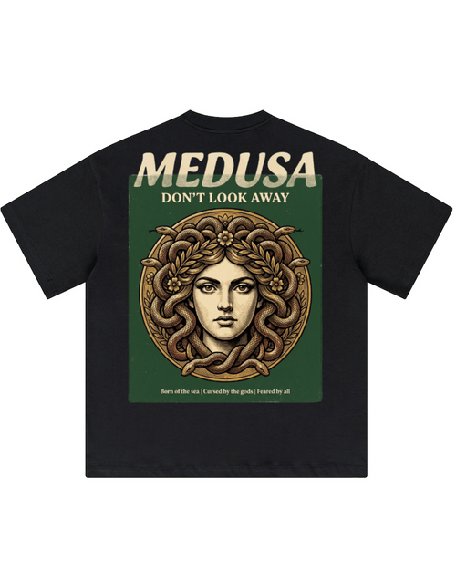 'Medusa Don't Look Away' Oversized Graphic Tee - Pendo Store