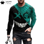 Men’s Casual Long Sleeve O-Neck T-shirt with Funny Pattern Print - Harajuku Street Fashion Top - Pendo Store