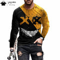 Men’s Casual Long Sleeve O-Neck T-shirt with Funny Pattern Print - Harajuku Street Fashion Top - Pendo Store