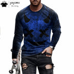 Men’s Casual Long Sleeve O-Neck T-shirt with Funny Pattern Print - Harajuku Street Fashion Top - Pendo Store