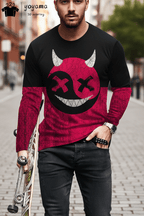 Men’s Casual Long Sleeve O-Neck T-shirt with Funny Pattern Print - Harajuku Street Fashion Top - Pendo Store