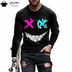 Men’s Casual Long Sleeve O-Neck T-shirt with Funny Pattern Print - Harajuku Street Fashion Top - Pendo Store