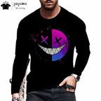 Men’s Casual Long Sleeve O-Neck T-shirt with Funny Pattern Print - Harajuku Street Fashion Top - Pendo Store