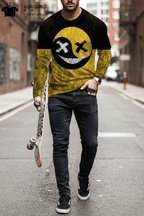 Men’s Casual Long Sleeve O-Neck T-shirt with Funny Pattern Print - Harajuku Street Fashion Top - Pendo Store
