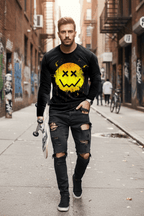 Men’s Casual Long Sleeve O-Neck T-shirt with Funny Pattern Print - Harajuku Street Fashion Top - Pendo Store