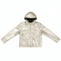 Metallic Silver Leather Biker Jacket - Pendo Store