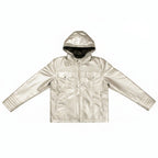 Metallic Silver Leather Biker Jacket - Pendo Store