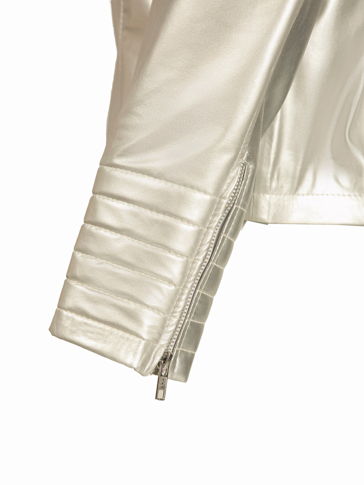 Metallic Silver Leather Biker Jacket - Pendo Store