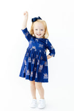 Montana State University Blue Bobcat 3/4 Sleeve Pocket Twirl Dress