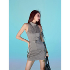Belted Punk Cargo Mini Dress