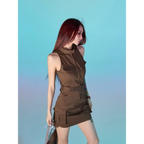 Belted Punk Cargo Mini Dress