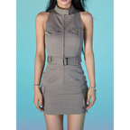 Belted Punk Cargo Mini Dress