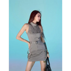 Belted Punk Cargo Mini Dress