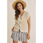 Natural Cotton Open Knit Sweater Vest - Pendo Store