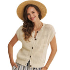 Natural Cotton Open Knit Sweater Vest - Pendo Store