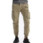 New Cotton Men’s Cargo Pants in Khaki, Black, Army, and Light Gray. Casual Tactical Joggers with Multi-Pockets for Fashion and Work Wear. - Pendo Store