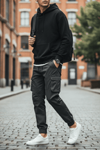 New Cotton Men’s Cargo Pants in Khaki, Black, Army, and Light Gray. Casual Tactical Joggers with Multi-Pockets for Fashion and Work Wear. - Pendo Store