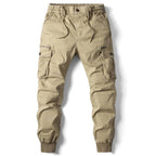 New Cotton Men’s Cargo Pants in Khaki, Black, Army, and Light Gray. Casual Tactical Joggers with Multi-Pockets for Fashion and Work Wear. - Pendo Store