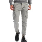 New Cotton Men’s Cargo Pants in Khaki, Black, Army, and Light Gray. Casual Tactical Joggers with Multi-Pockets for Fashion and Work Wear. - Pendo Store