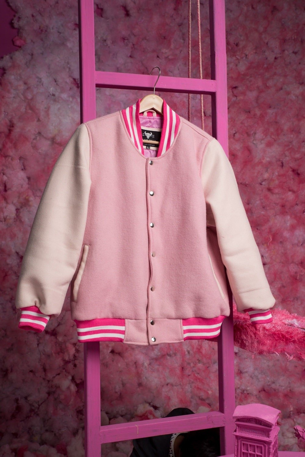Pink and White Varsity Jacket - Pendo Store