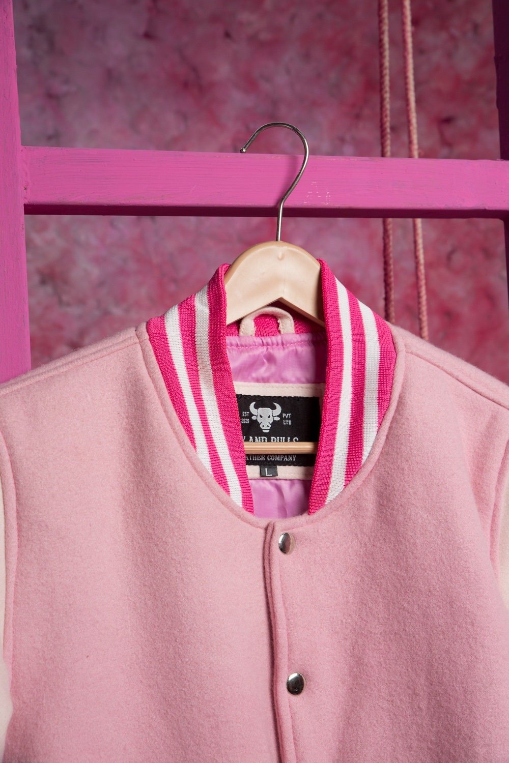 Pink and White Varsity Jacket - Pendo Store