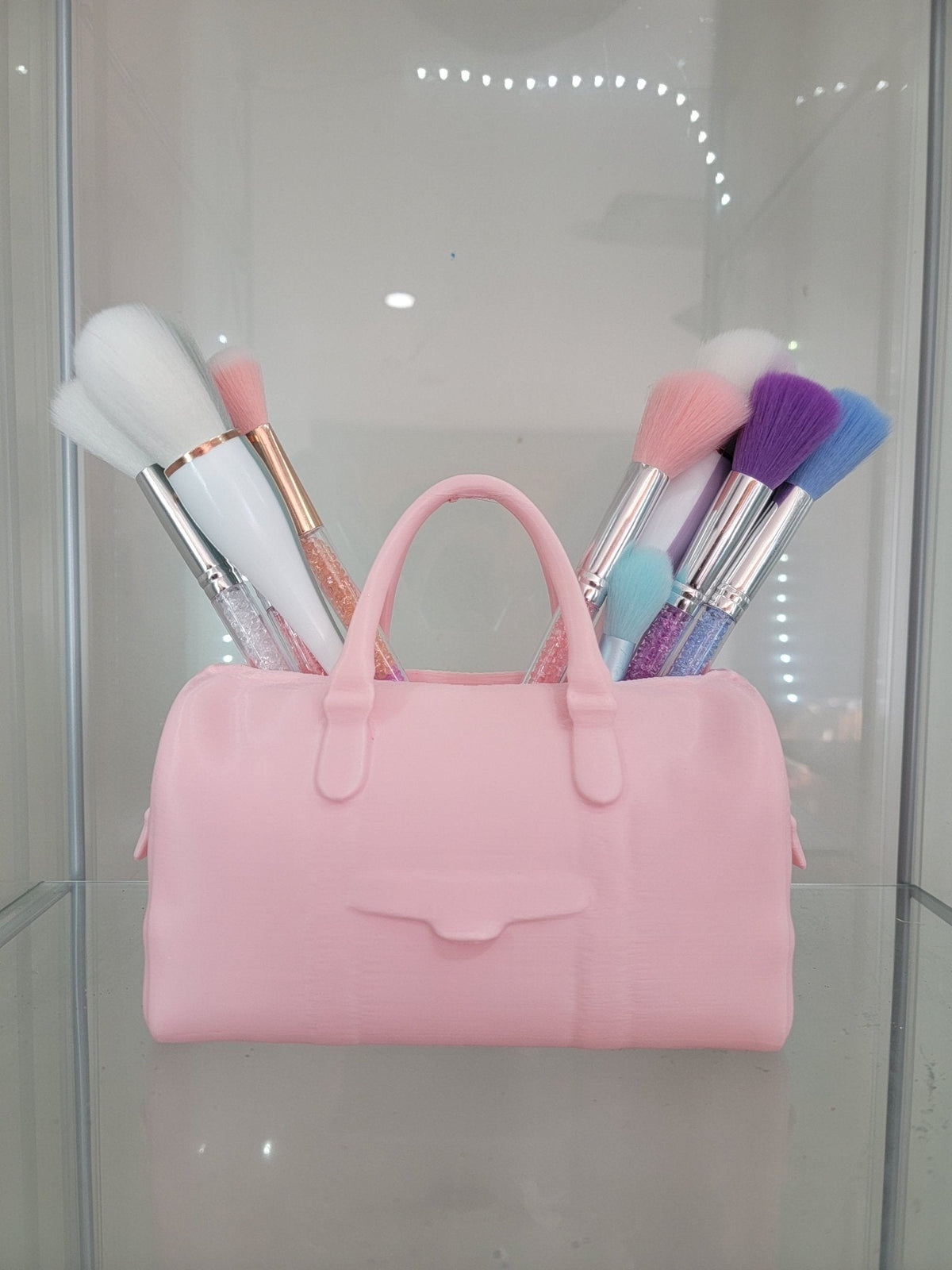 Pink Duffel Makeup Brush Holder