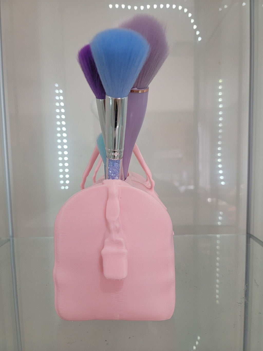 Pink Duffel Makeup Brush Holder