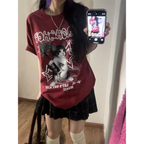 Harajuku Punk Cat Print T-Shirt
