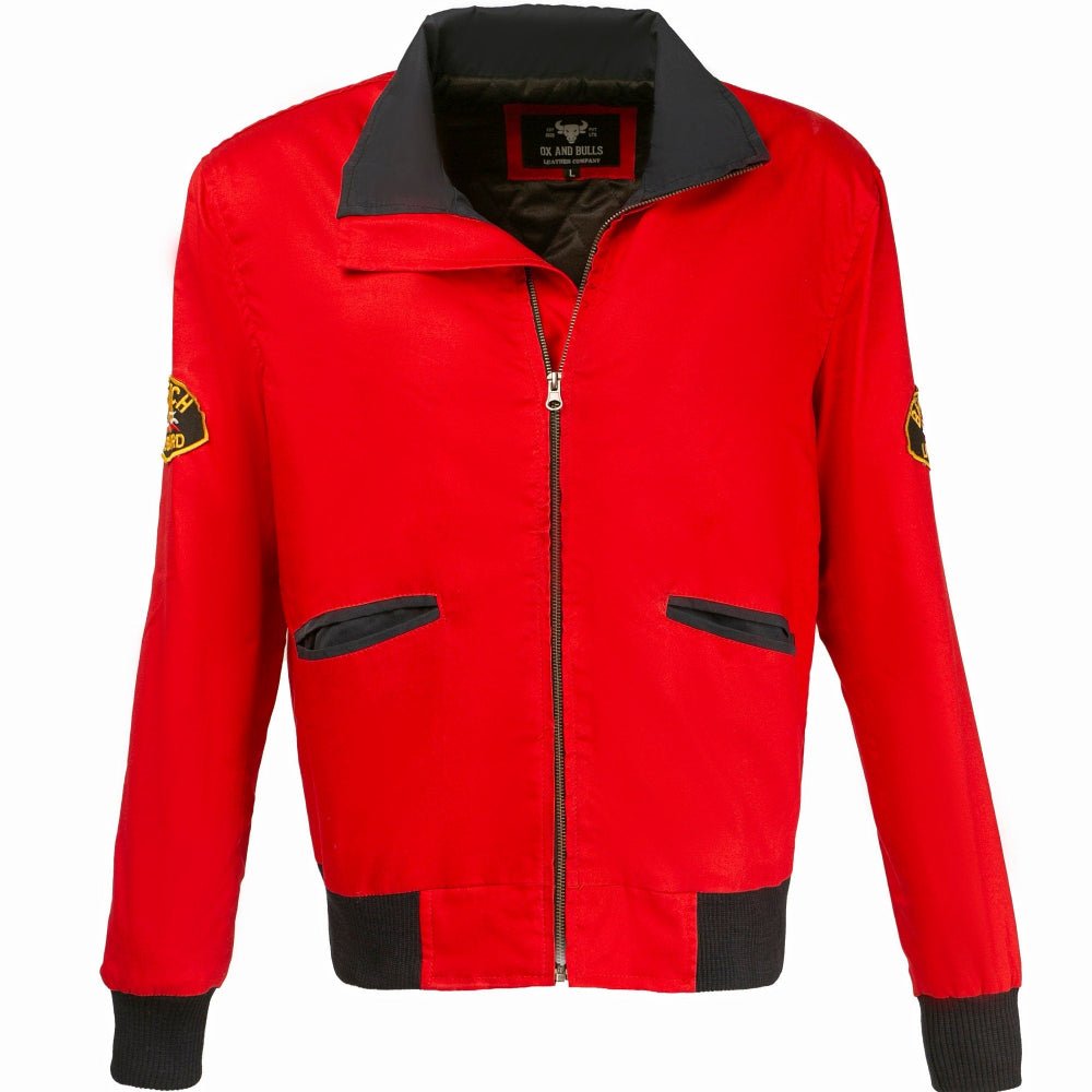 Red Lifeguard Style Bomber Jacket - Pendo Store