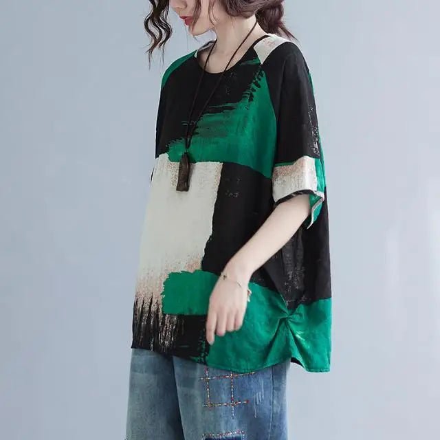 Retro Tie Dye Linen Blend T-Shirt - Pendo Store